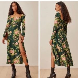 Sigmund green floral midi dress sz2